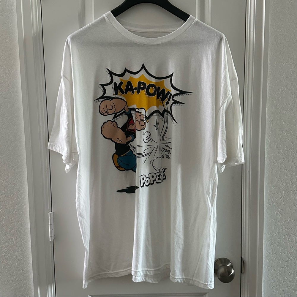 Popeye Graphic White T-Shirt 3XL 100% Cotton Made In Honduras